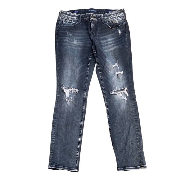Vigoss Jagger Skinny Jeans Black Distressed Women’s Sz 28 x 27 Medium Wash - Picture 3 of 12